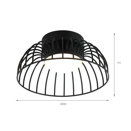 LED stropna svetilka BETSY, 12 W, 230 V, premer 25 cm, črna