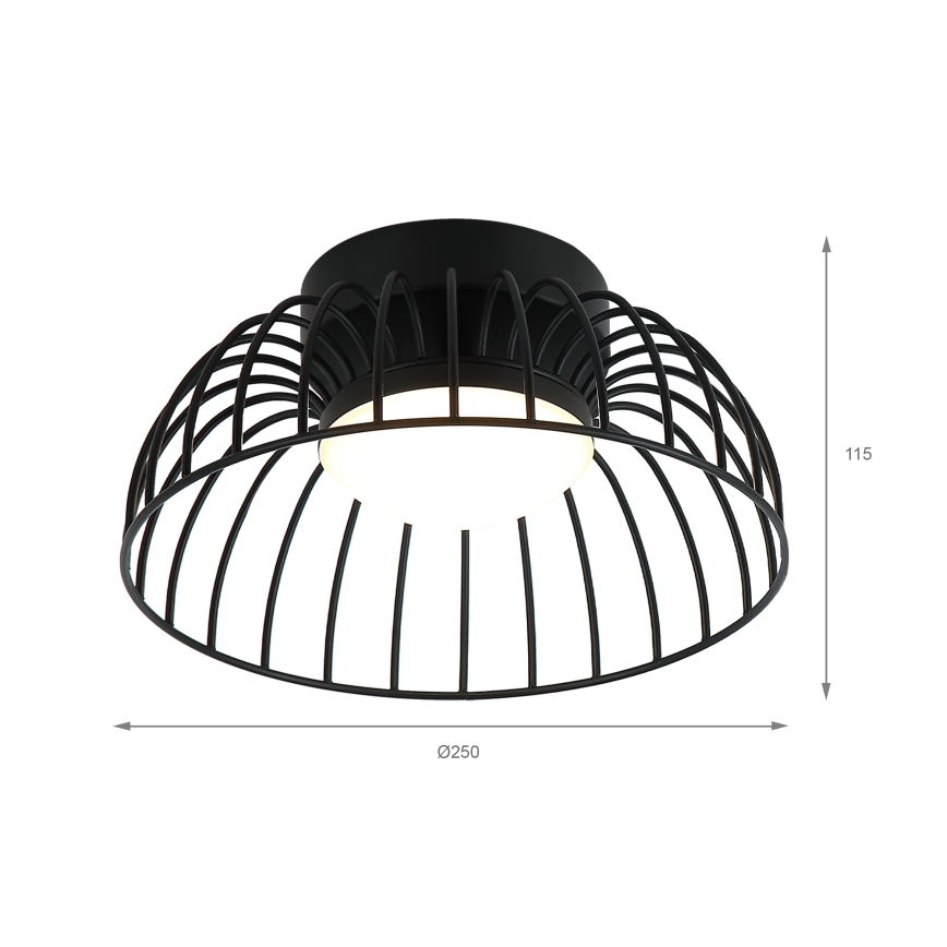 LED stropna svetilka BETSY, 12 W, 230 V, premer 25 cm, črna