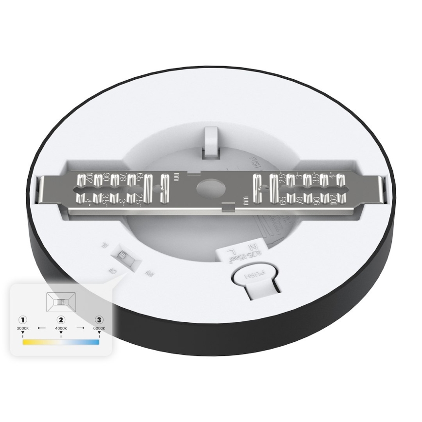LED stropna svetilka EVORA LED/6W/230V 3000/4000/6000K premer 14 cm črna