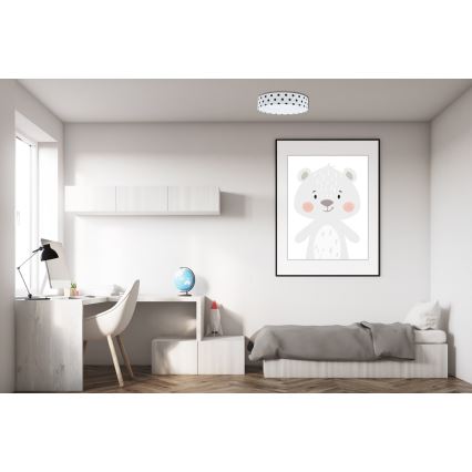 LED Otroška stropna svetilka GALAXY KIDS LED/24W/230V pikice bela/črna