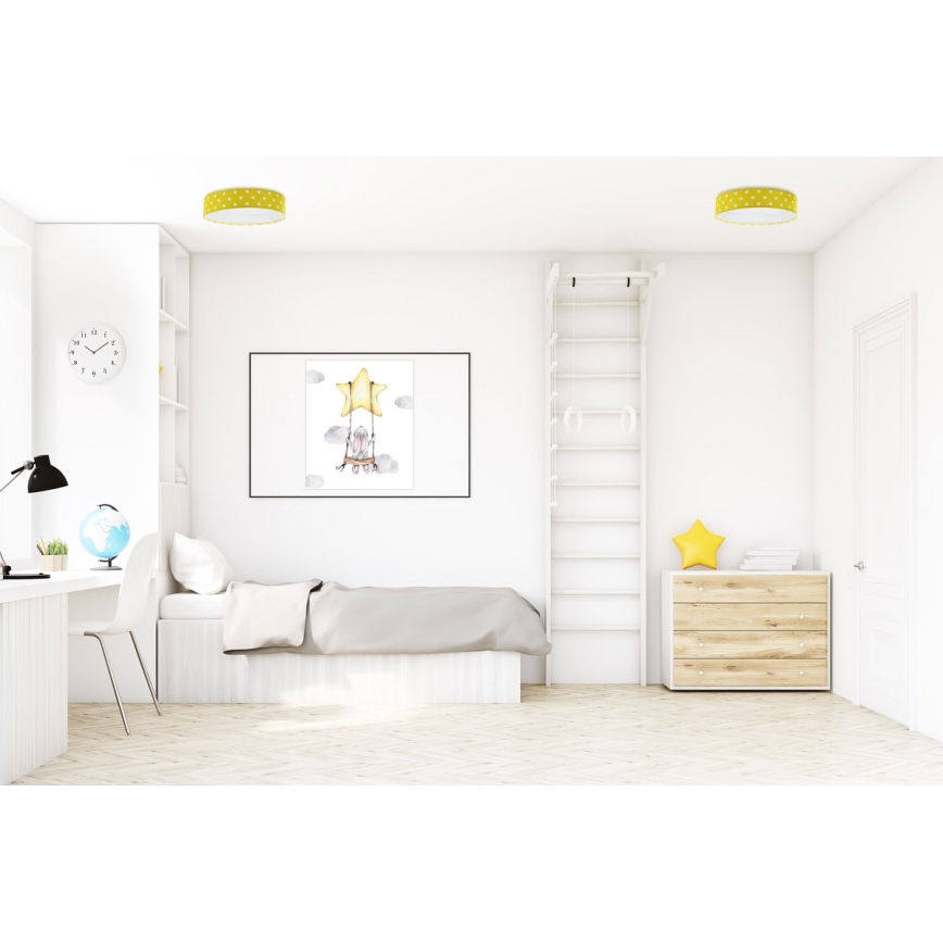 LED Otroška stropna svetilka GALAXY KIDS LED/24W/230V pikice rumena/bela