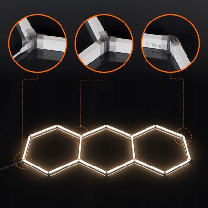 LED stropna svetilka HEXAGON LED/128W/85-265V 4000K 248x97 cm CRI 90 IP54 bela