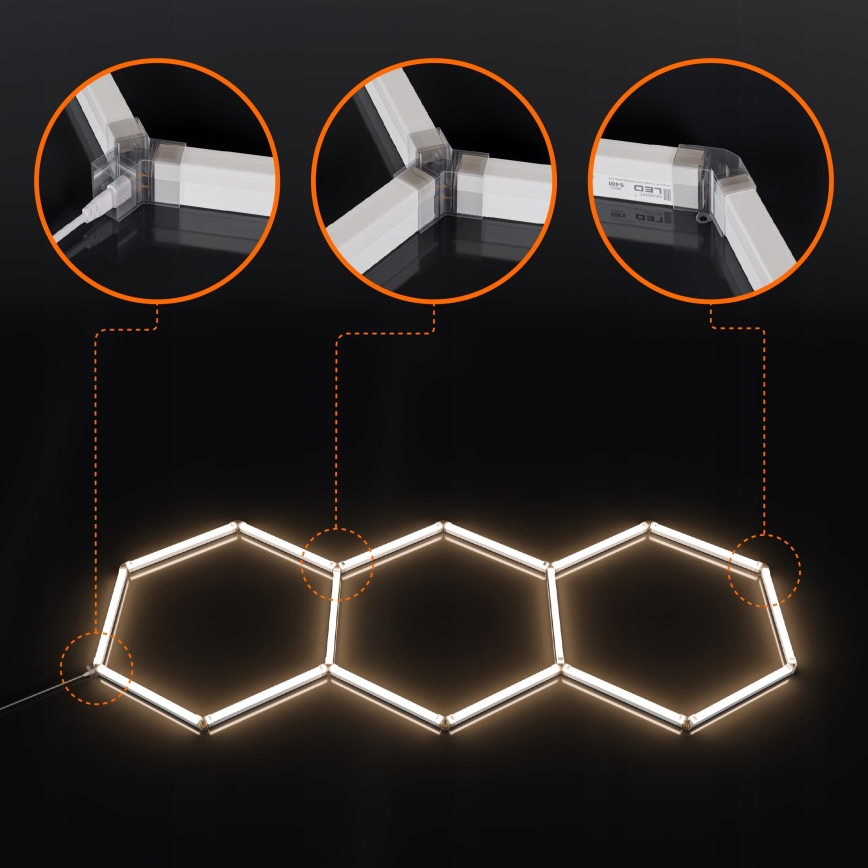 LED stropna svetilka HEXAGON LED/128W/85-265V 4000K 248x97 cm CRI 90 IP54 bela