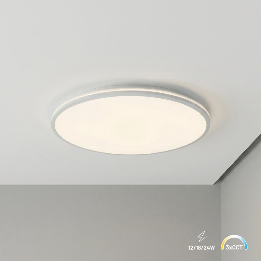 LED stropna svetilka HUGO LED/12/18/24W/230V 3000/4000/6500K premer 30 cm IP54 bela