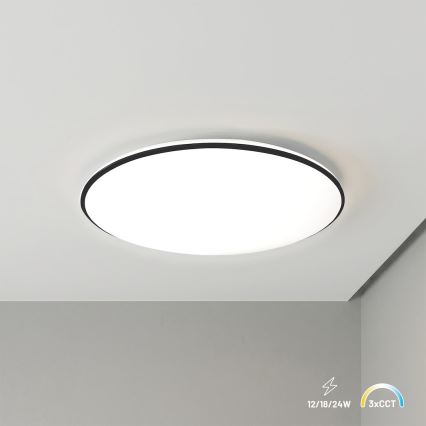 LED stropna svetilka HUGO LED/12/18/24W/230V 3000/4000/6500K premer 30 cm IP54 črna