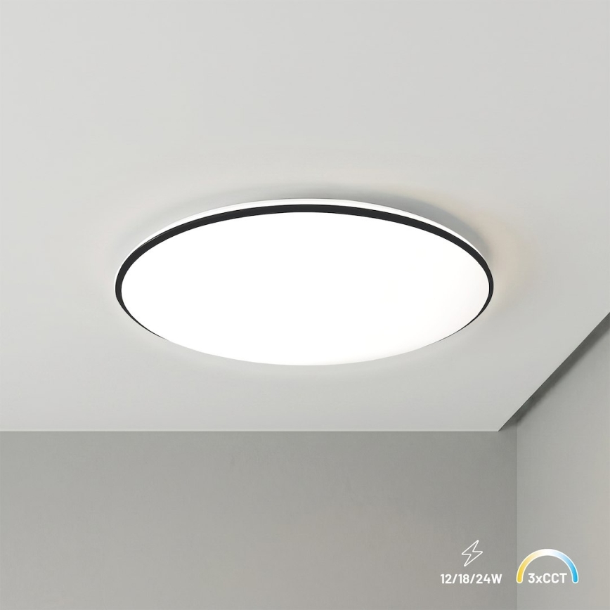LED stropna svetilka HUGO LED/12/18/24W/230V 3000/4000/6500K premer 30 cm IP54 črna