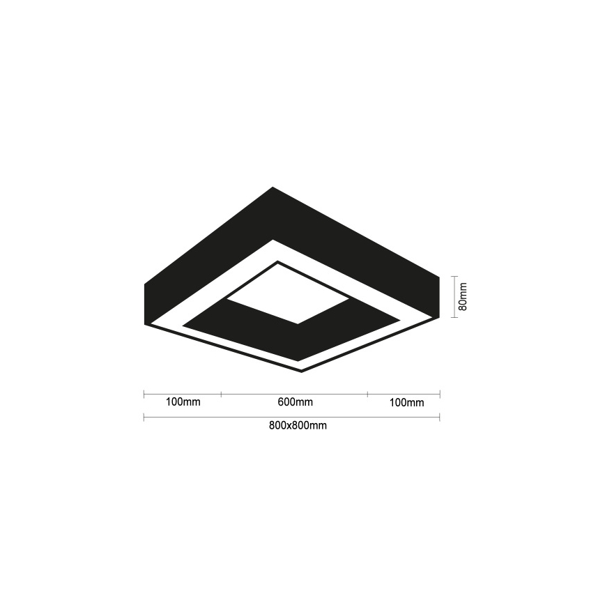 LED stropna svetilka LED/100W/230V 3000/4000/6500K 80x80 cm črna
