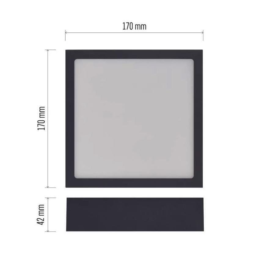 LED Stropna svetilka NEXXO LED/12,5W/230V 3000/3500/4000K 17x17 cm črna