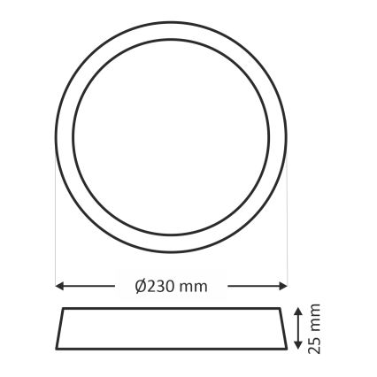 LED stropna svetilka LED/18W/230V 3000/4000/6500K, premer 23 cm, bela