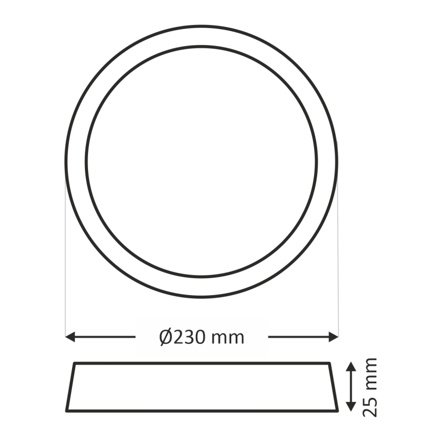 LED stropna svetilka LED/18W/230V 3000/4000/6500K, premer 23 cm, bela