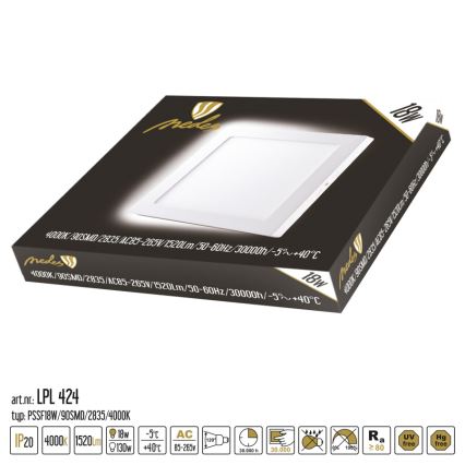 LED Stropna svetilka LED/18W/230V 4000K 22,5x22,5 cm