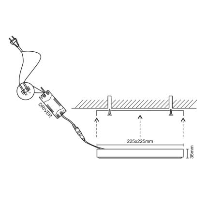 LED Stropna svetilka LED/18W/230V 4000K 22,5x22,5 cm