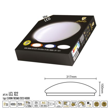 LED Stropna svetilka LED/18W/230V