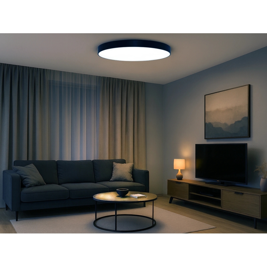 LED stropna svetilka LED/200W/230V 3000/4000/6500K premer 100 cm črna