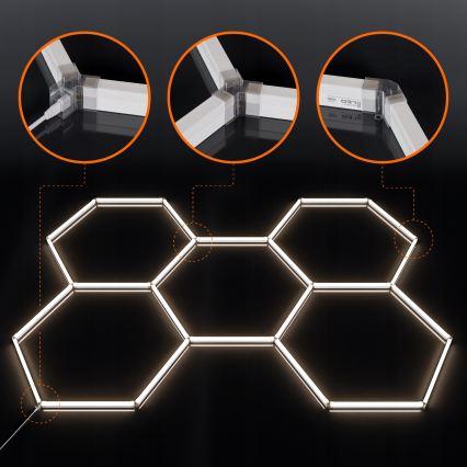 LED stropna svetilka HEXAGON LED/240W/85-265V 4000K 298x209 cm CRI 90 IP44 bela