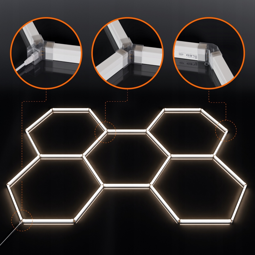 LED stropna svetilka HEXAGON LED/240W/85-265V 4000K 298x209 cm CRI 90 IP44 bela
