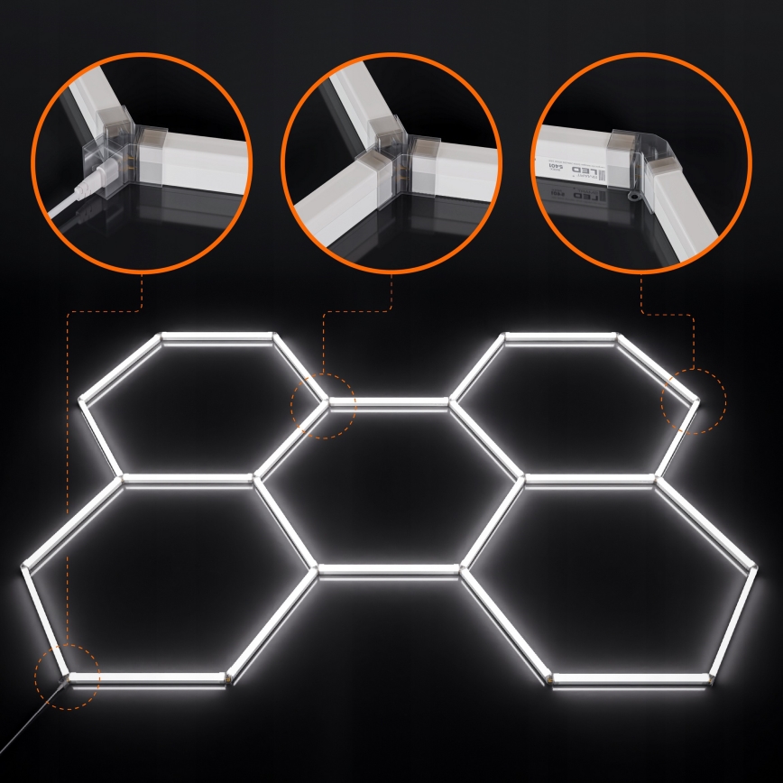 LED stropna svetilka HEXAGON LED/240W/85-265V 6500K 298x209 cm CRI 90 IP44 bela