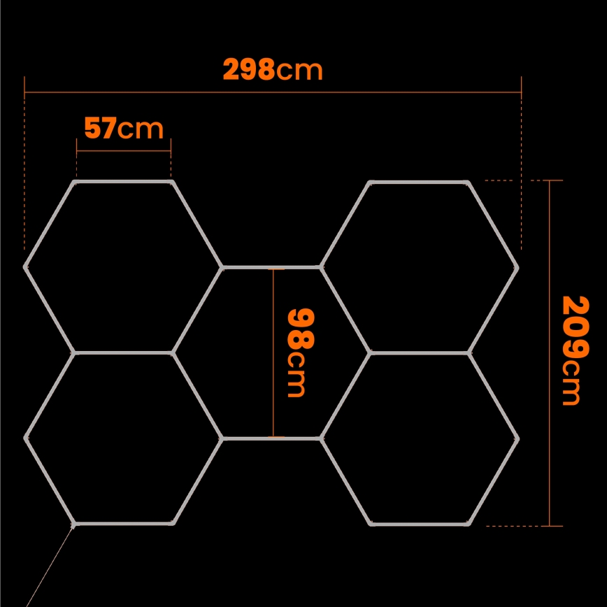 LED stropna svetilka HEXAGON LED/240W/85-265V 6500K 298x209 cm CRI 90 IP44 bela