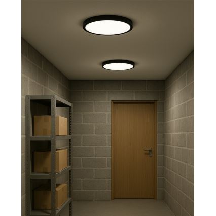 LED stropna svetilka LED/24W/230V 3000/4000/6500K premera 30 cm črna