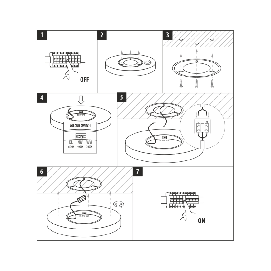 LED stropna svetilka LED/24W/230V 3000/4000/6500K premera 30 cm črna