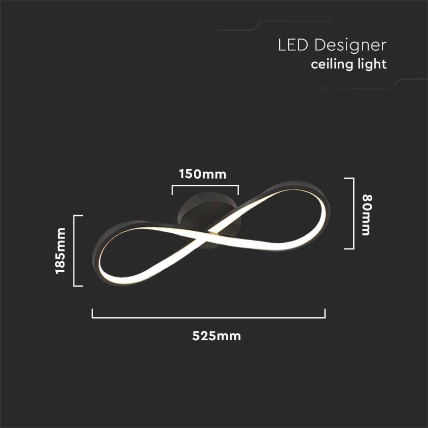 LED Stropna svetilka LED/24W/230V 3000K črna