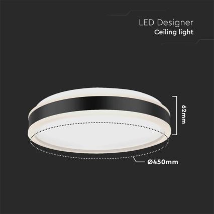 LED Stropna svetilka LED/24W/230V 4000K pr. 45 cm črna