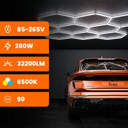 LED stropna svetilka HEXAGON LED/280W/85-265V 6500K 313x298 cm CRI 90 IP54 bela