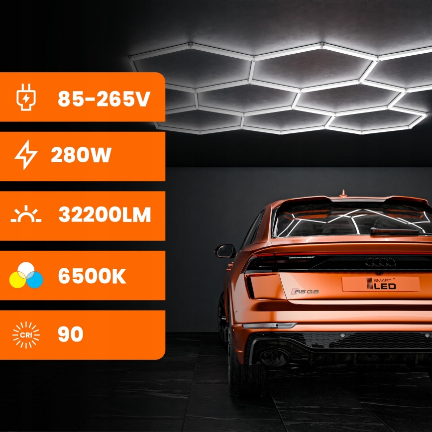 LED stropna svetilka HEXAGON LED/280W/85-265V 6500K 313x298 cm CRI 90 IP54 bela