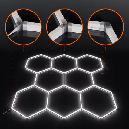 LED stropna svetilka HEXAGON LED/280W/85-265V 6500K 313x298 cm CRI 90 IP54 bela
