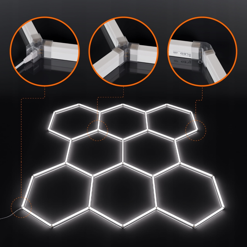 LED stropna svetilka HEXAGON LED/280W/85-265V 6500K 313x298 cm CRI 90 IP54 bela