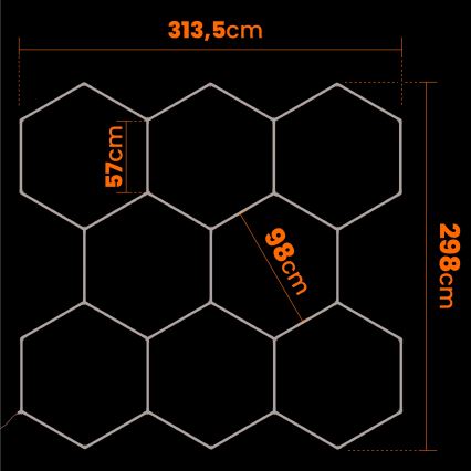 LED stropna svetilka HEXAGON LED/280W/85-265V 6500K 313x298 cm CRI 90 IP54 bela