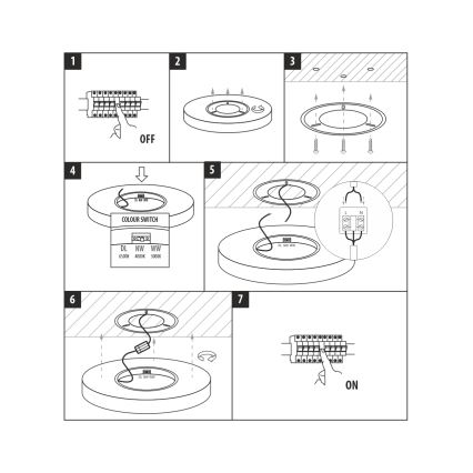 LED stropna svetilka LED/32W/230V 3000/4000/6500K Ø 40 cm črna