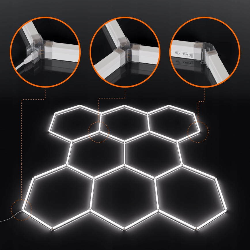 LED stropna svetilka HEXAGON LED/350W/85-265V 6500K 313x298 cm CRI 90 IP44 bela