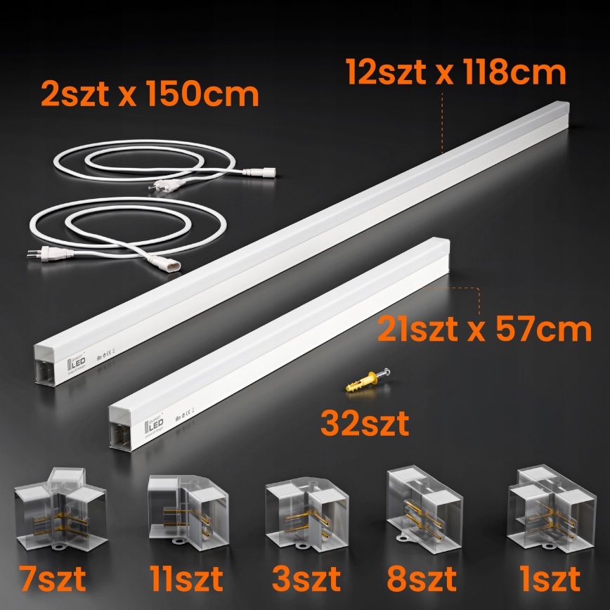 LED stropna svetilka HEXAGON LED/384W/85-265V 6500K 484x243 cm CRI 90 IP54 bela