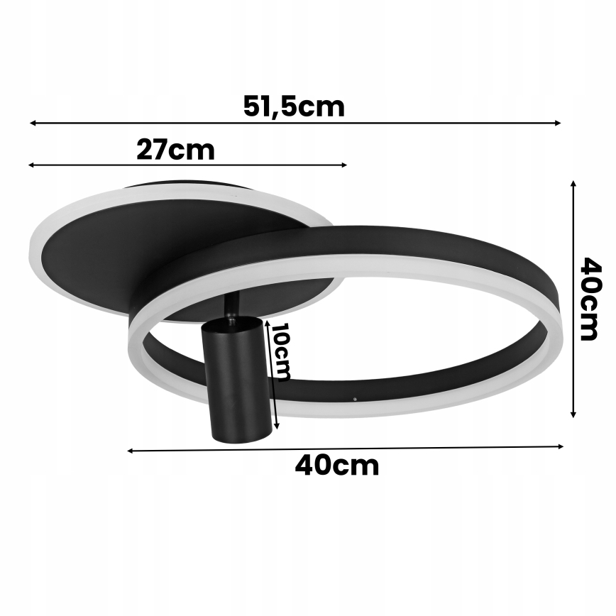 LED stropna svetilka LED/38W/230V + 1xGU10/30W črna