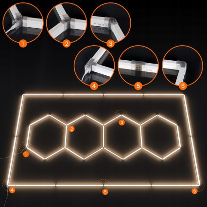 LED stropna svetilka HEXAGON LED/426W/85-265V 4000K 484x243 cm CRI 90 IP44 bela
