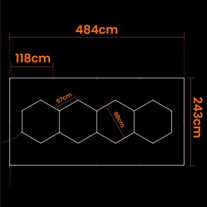 LED stropna svetilka HEXAGON LED/426W/85-265V 6500K 484x243 cm CRI 90 IP44 bela