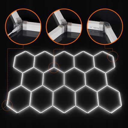 LED stropna svetilka HEXAGON LED/456W/85-265V 6500K 522x298 cm CRI 90 IP54 bela