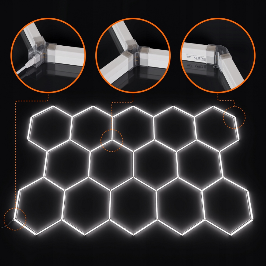 LED stropna svetilka HEXAGON LED/570W/85-265V 6500K 522x298 cm CRI 90 IP44 bela