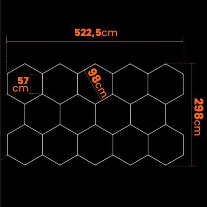 LED stropna svetilka HEXAGON LED/570W/85-265V 6500K 522x298 cm CRI 90 IP44 bela