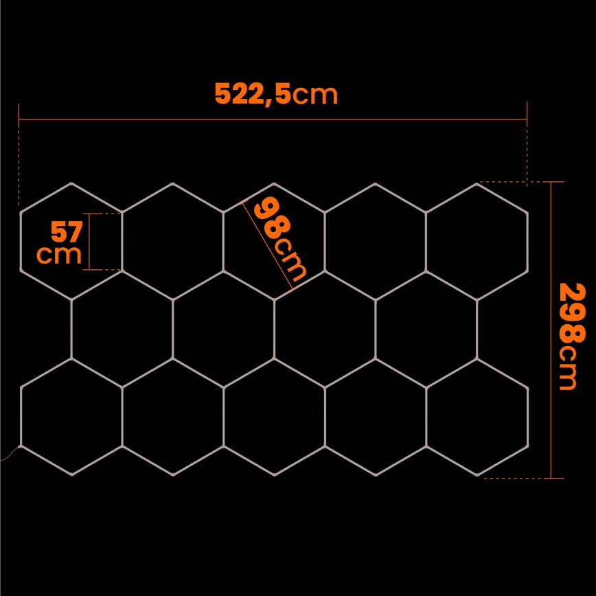LED stropna svetilka HEXAGON LED/570W/85-265V 6500K 522x298 cm CRI 90 IP44 bela