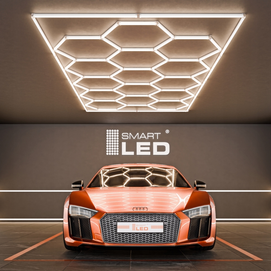 LED stropna svetilka HEXAGON LED/696W/85-265V 4000K 484x243 cm CRI 90 IP44 bela