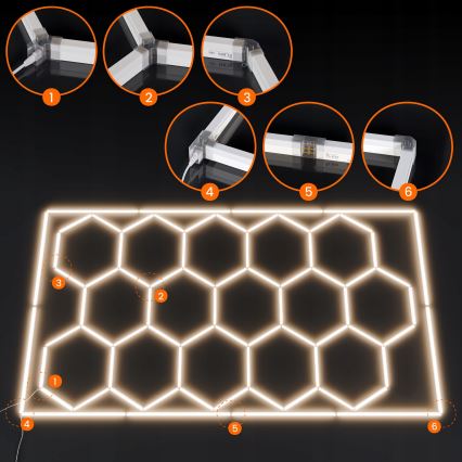 LED stropna svetilka HEXAGON LED/696W/85-265V 4000K 484x243 cm CRI 90 IP44 bela