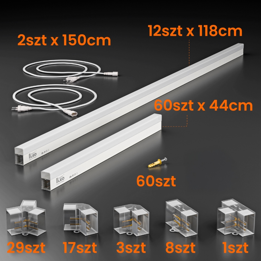 LED stropna svetilka HEXAGON LED/696W/85-265V 4000K 484x243 cm CRI 90 IP44 bela