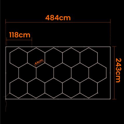LED stropna svetilka HEXAGON LED/696W/85-265V 4000K 484x243 cm CRI 90 IP44 bela