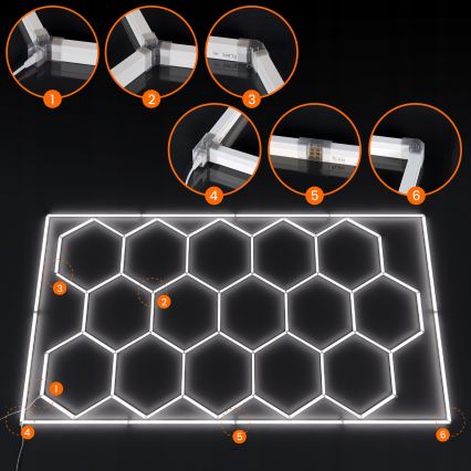LED stropno svetilo HEXAGON LED/696W/85-265V 6500K 484x243 cm CRI 90 IP44 bela