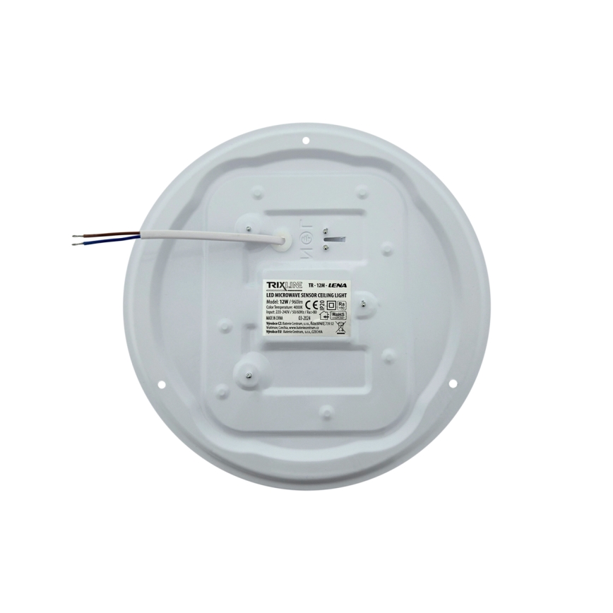 LED stropna svetilka LENA z vgrajenim senzorjem gibanja LED/12W/230V, premer 25,7 cm, bela