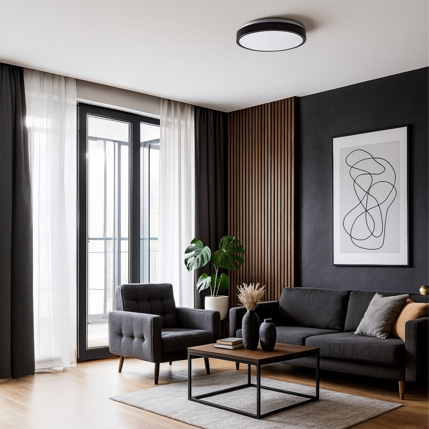 LED stropna svetilka LIBRA LED/15W/230V 4000K Ø 29 cm črna