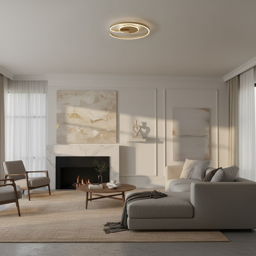 LED stropna svetilka LORENZO LED/22W/230V, premer 50 cm, zlata