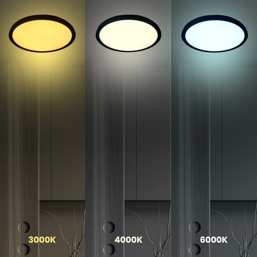 LED Stropna svetilka MAQ LED/24W/230V 3000/4000/6500K IP40 črna